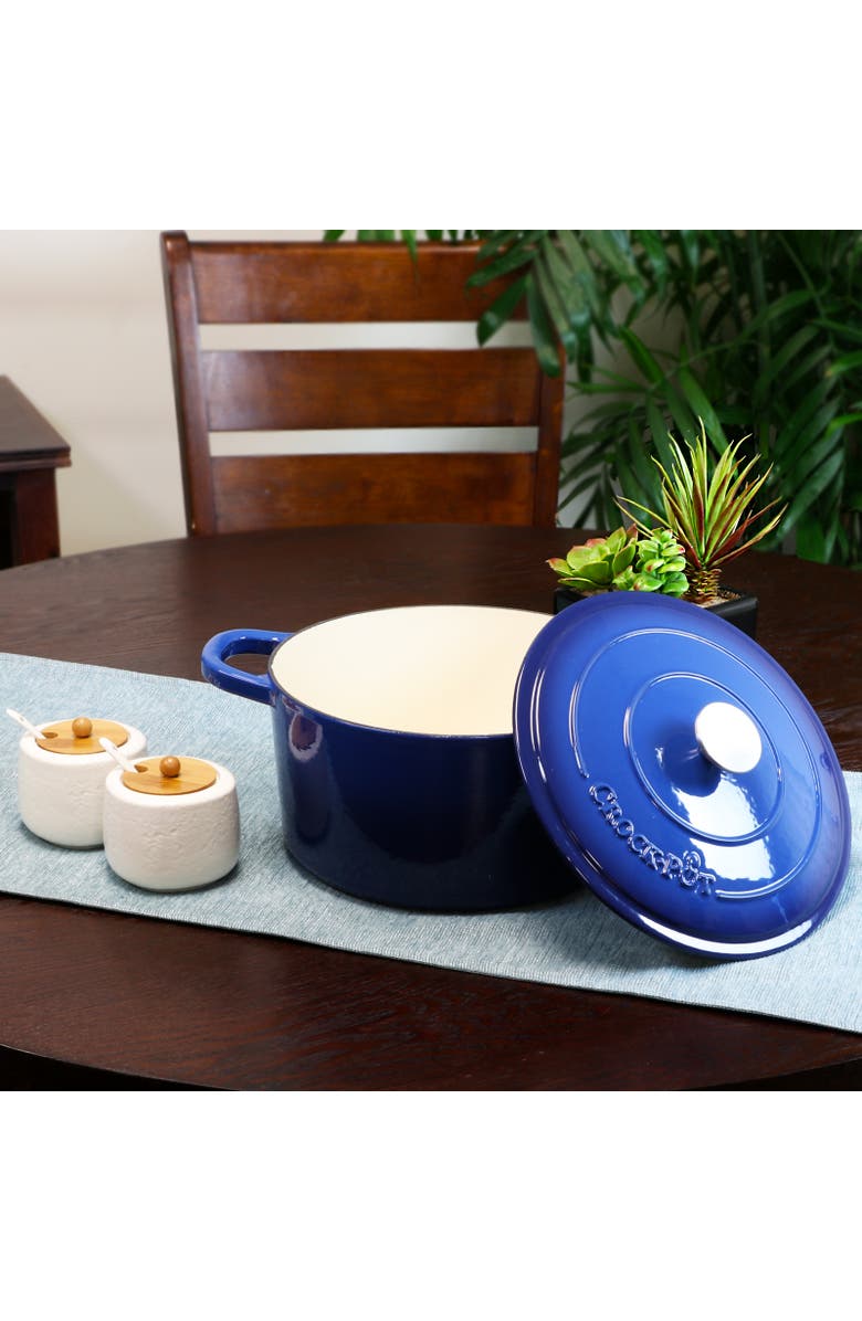Crock-pot 7 Quart Round Cast Iron Dutch Oven, Alternate, color, Blue