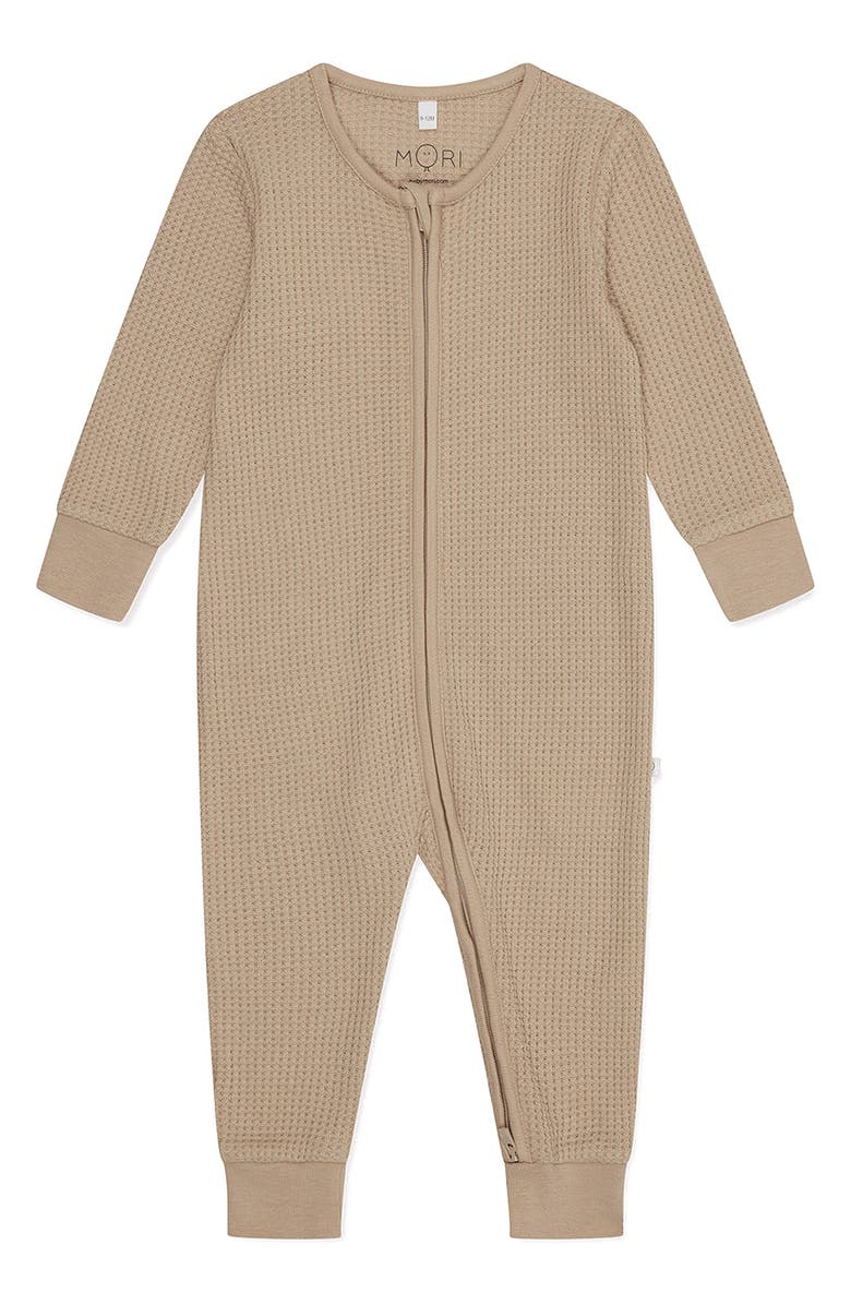 MORI Clever Zip Waffle Fitted One-Piece Pajamas, Main, color,
