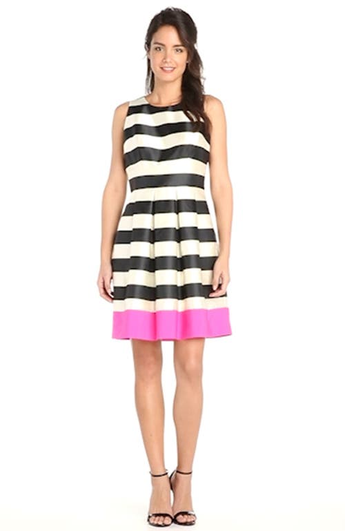 ELIZA J ELIZA J STRIPE CREPE FIT & FLARE DRESS