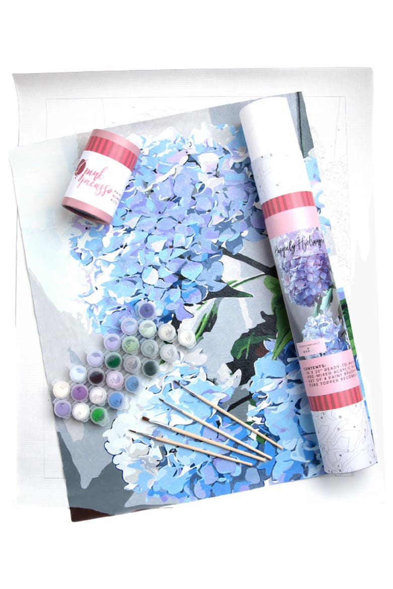 Happily Hydrangea Paint by Numbers Kit, Main, color, Light Blue / Purple