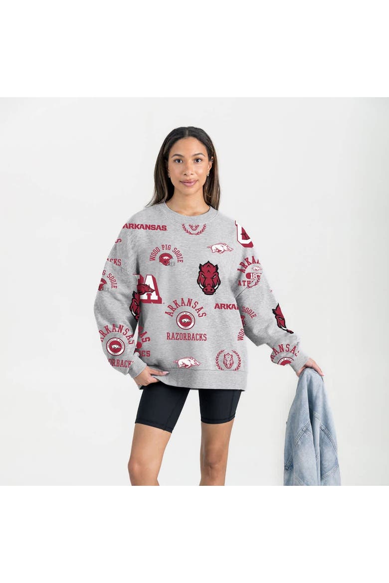 Women's Gameday Couture Gray Arkansas Razorbacks Always on Repeat Fleece Sweatshirt, Main, color, Gray