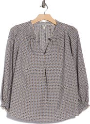 MAX STUDIO Split Neck Long Sleeve Crepe Top