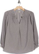 MAX STUDIO Split Neck Long Sleeve Crepe Top