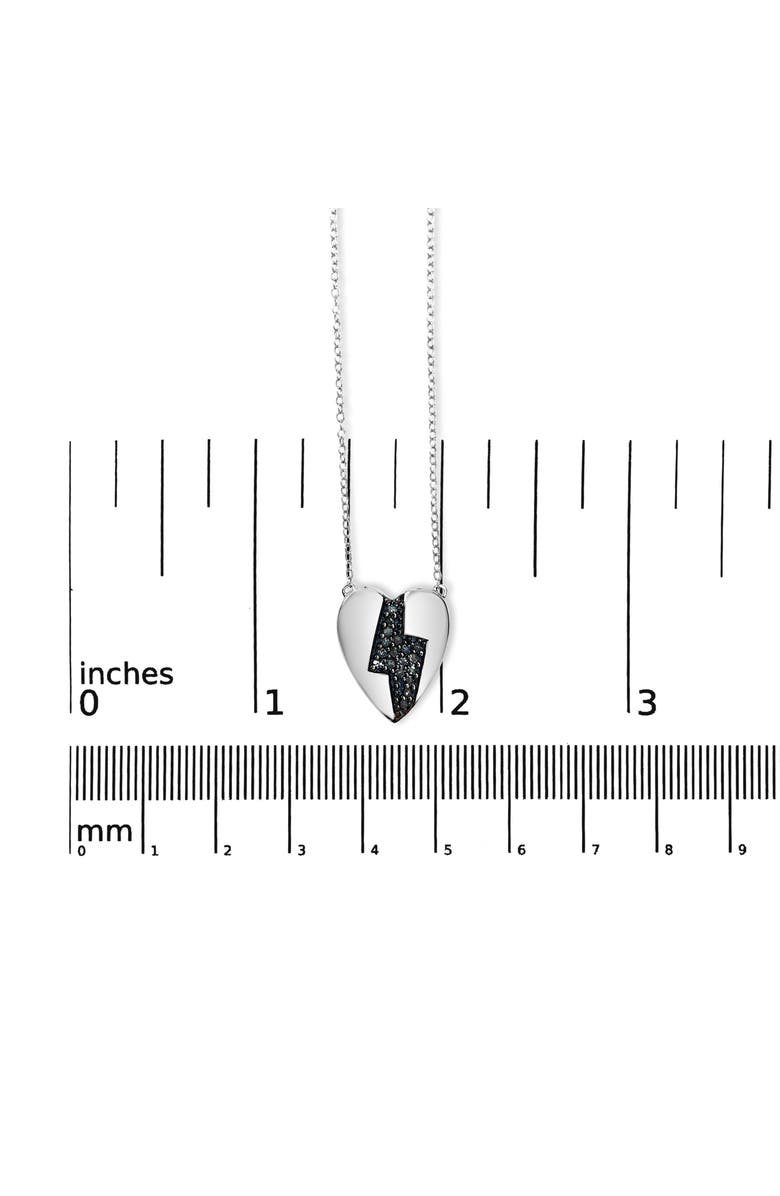 Haus of Brilliance 925 Sterling Silver 1/3 Blue Diamond Heart and Lightning Bolt Pendant Necklace, Alternate, color, White