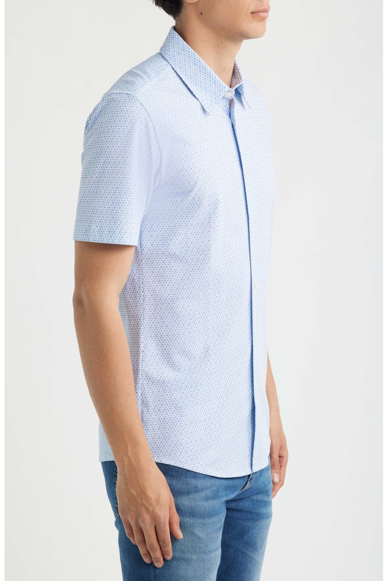 P-Roan Slim Fit Micropattern Short Sleeve Button-Up Shirt, Alternate, color, LIGHT/ PASTEL BLUE