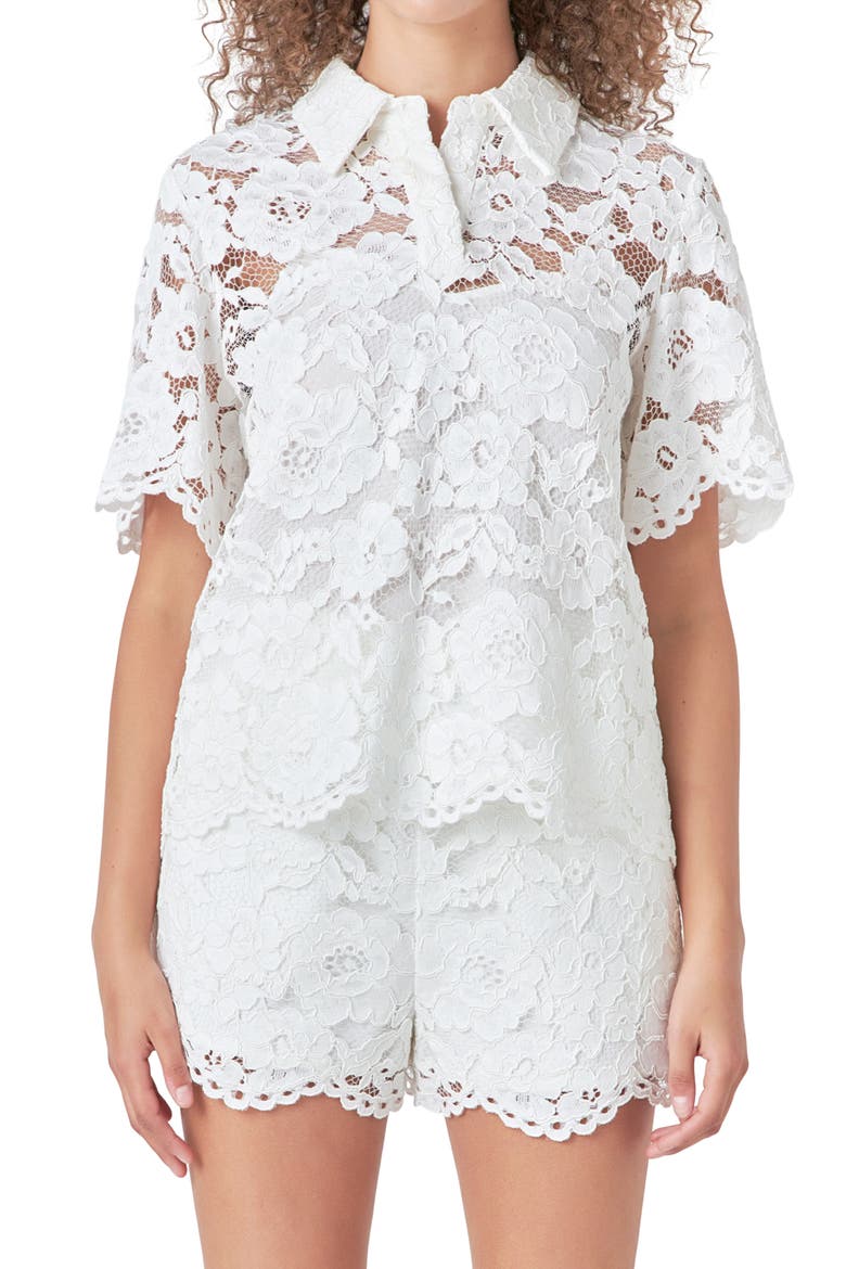 Lace Shirt, Main, color, WHITE