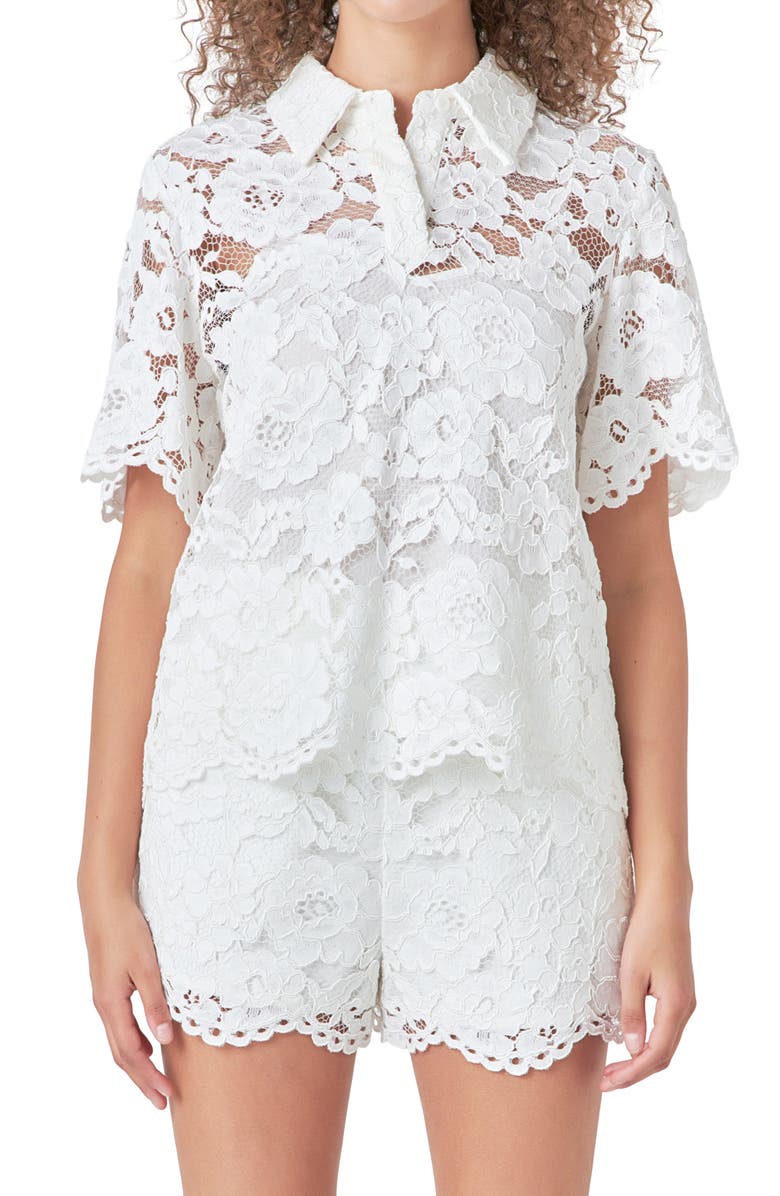 Endless Rose Lace Shirt, Main, color, White
