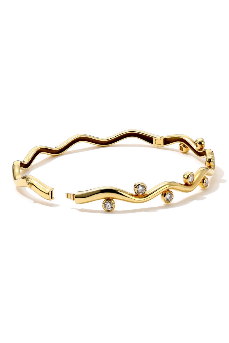 18K Gold Riva Wavy Bangle, Alternate, color, DIAMOND