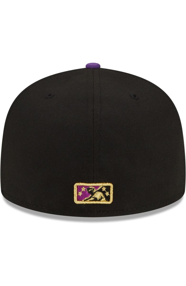 New Era Men's New Era Black/Purple Fresno Grizzlies Tacos Theme Night 59FIFTY Fitted Hat, Alternate, color, Black