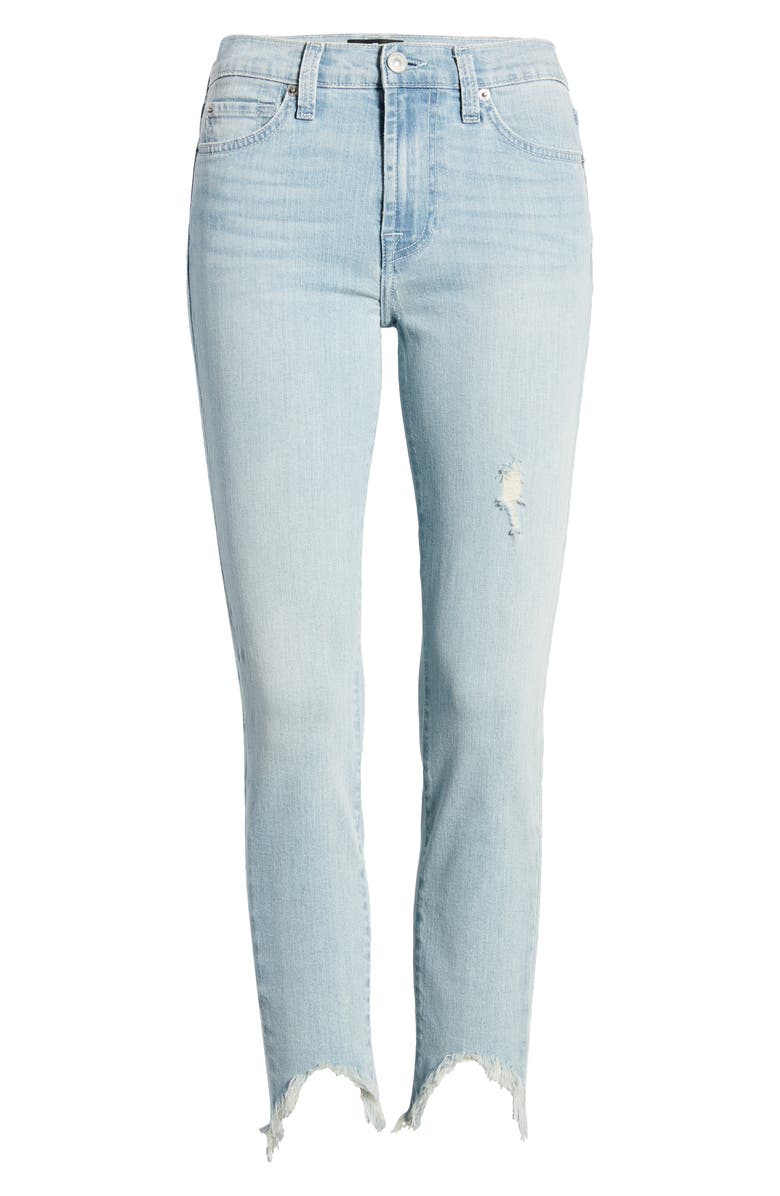 7 For All Mankind Wavy Frayed Hem Ankle Skinny Jeans, Alternate, color,