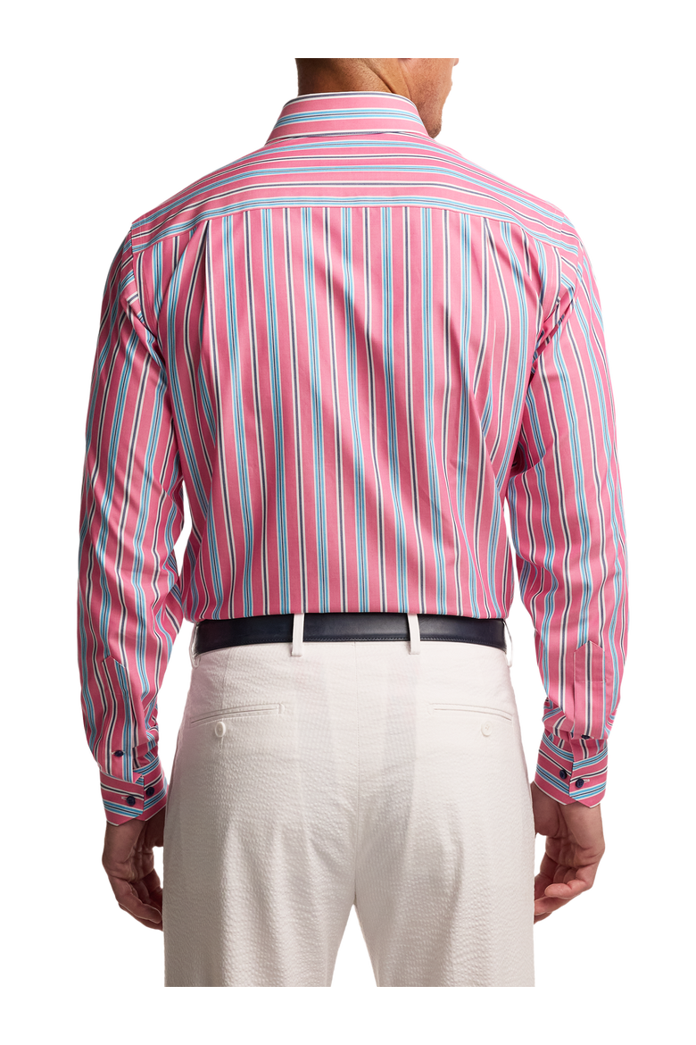 Cotton Buttondown Collar Broadcloth Classic Contrast Trim Button Cuff Long Sleeve Shirt, Alternate, color, Pink/ Blue