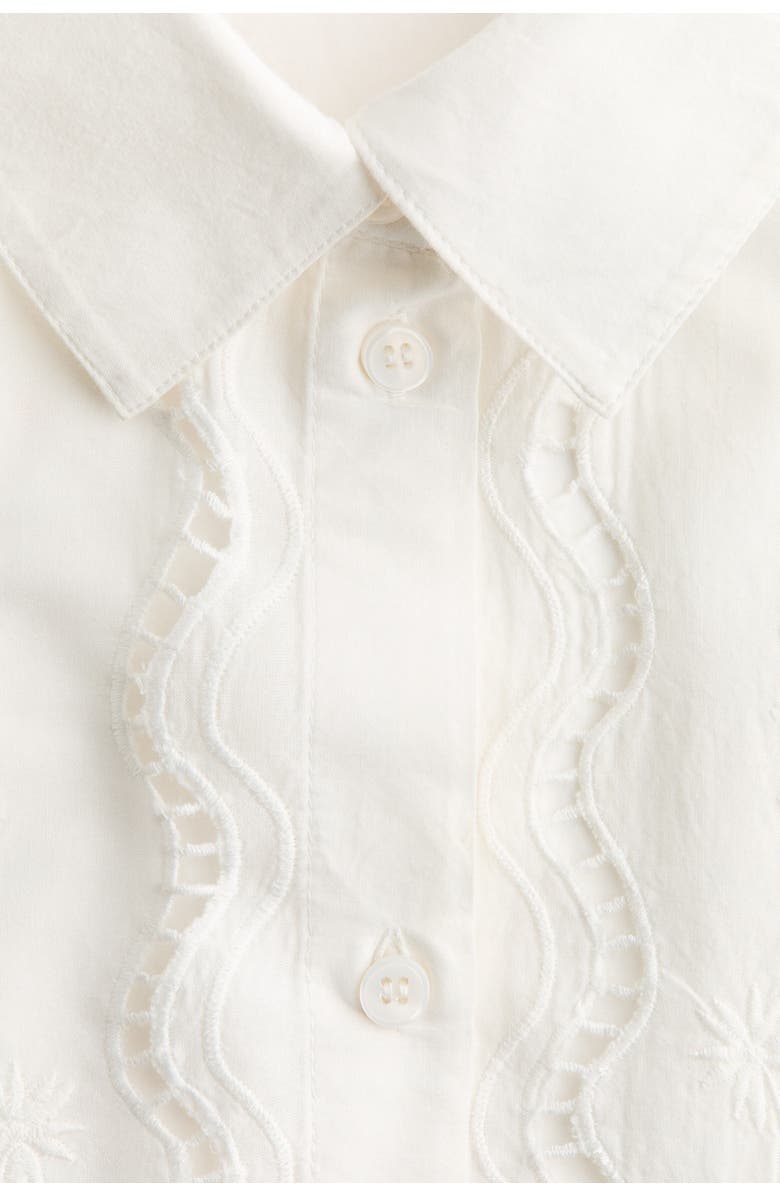 H&M Broderie Anglaise Cotton Beach Shirt, Alternate, color, White