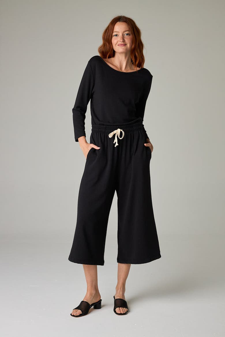 Baikal Eco-Luxe Fleece Crop Pant - Cloud-Soft Comfort, Alternate, color, Coal Black