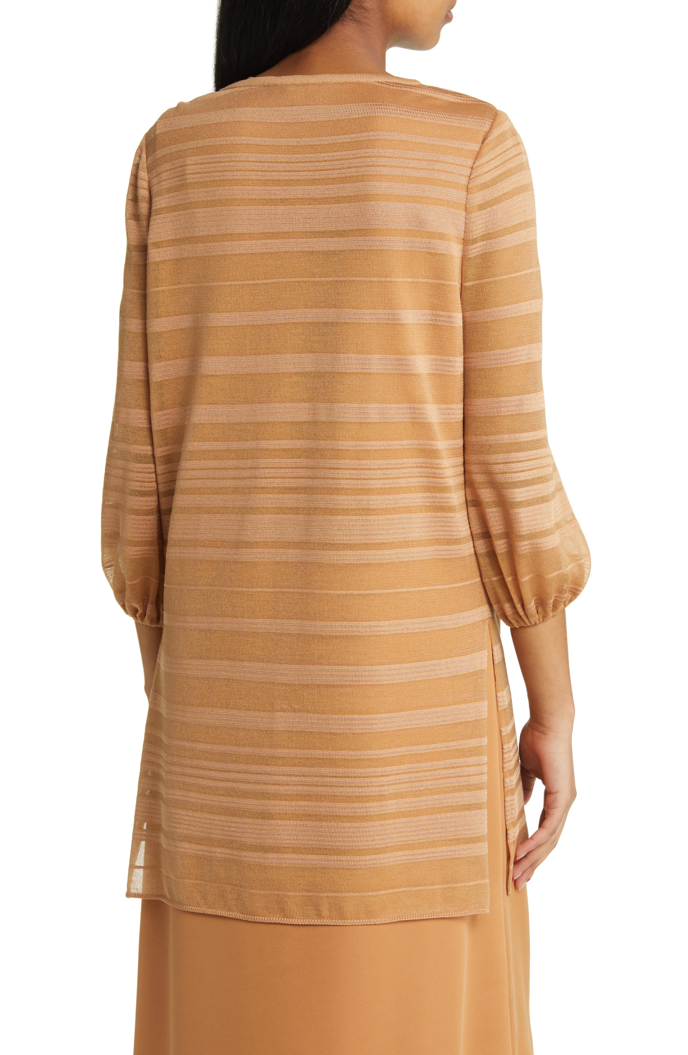 Tonal Stripe Balloon Sleeve Tunic Sweater - image 2