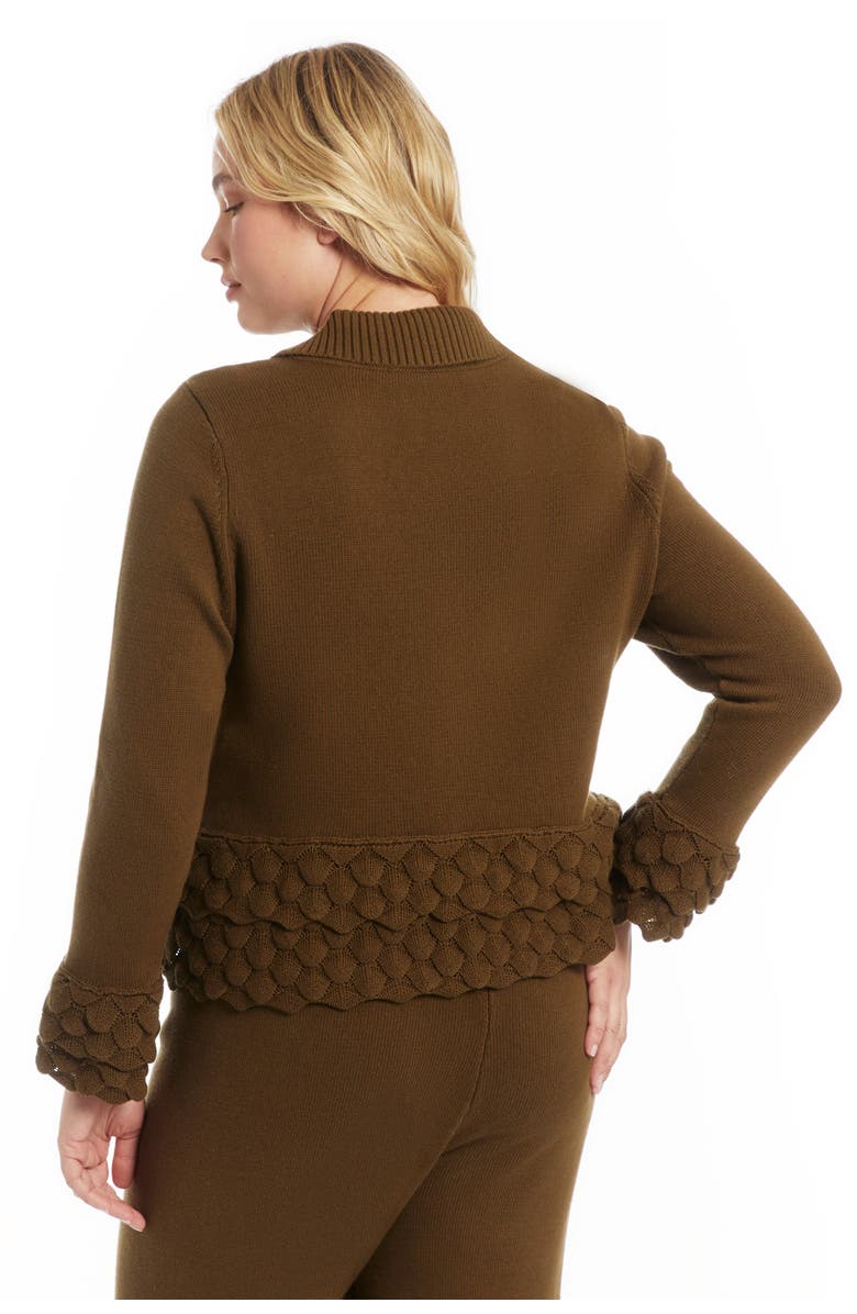 June + Vie Ruffled Peplum Cardigan Sweater, Alternate, color, Dark Olive