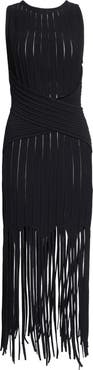Balmain Fringed Pointelle Rib Sweater Dress