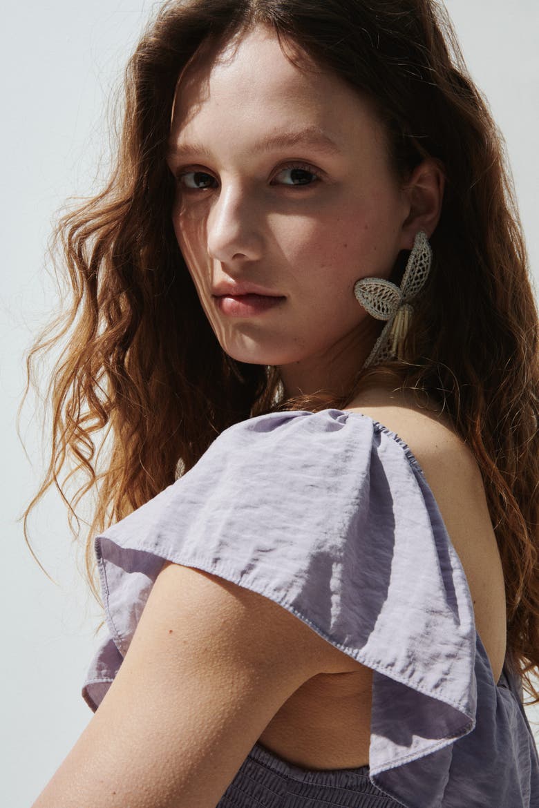 Flounced Off-the-shoulder Dress, Alternate, color, Light purple