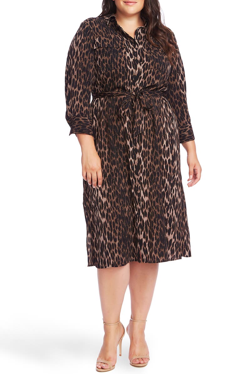 Vince Camuto Animal Phrases Shirtdress, Main, color, 
