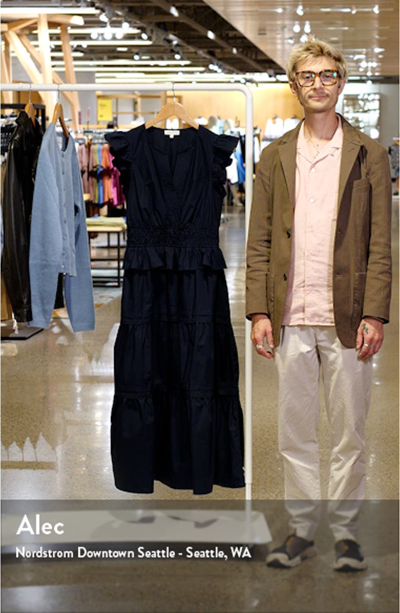 Flutter Sleeve Tiered Cotton Dress, sales video thumbnail