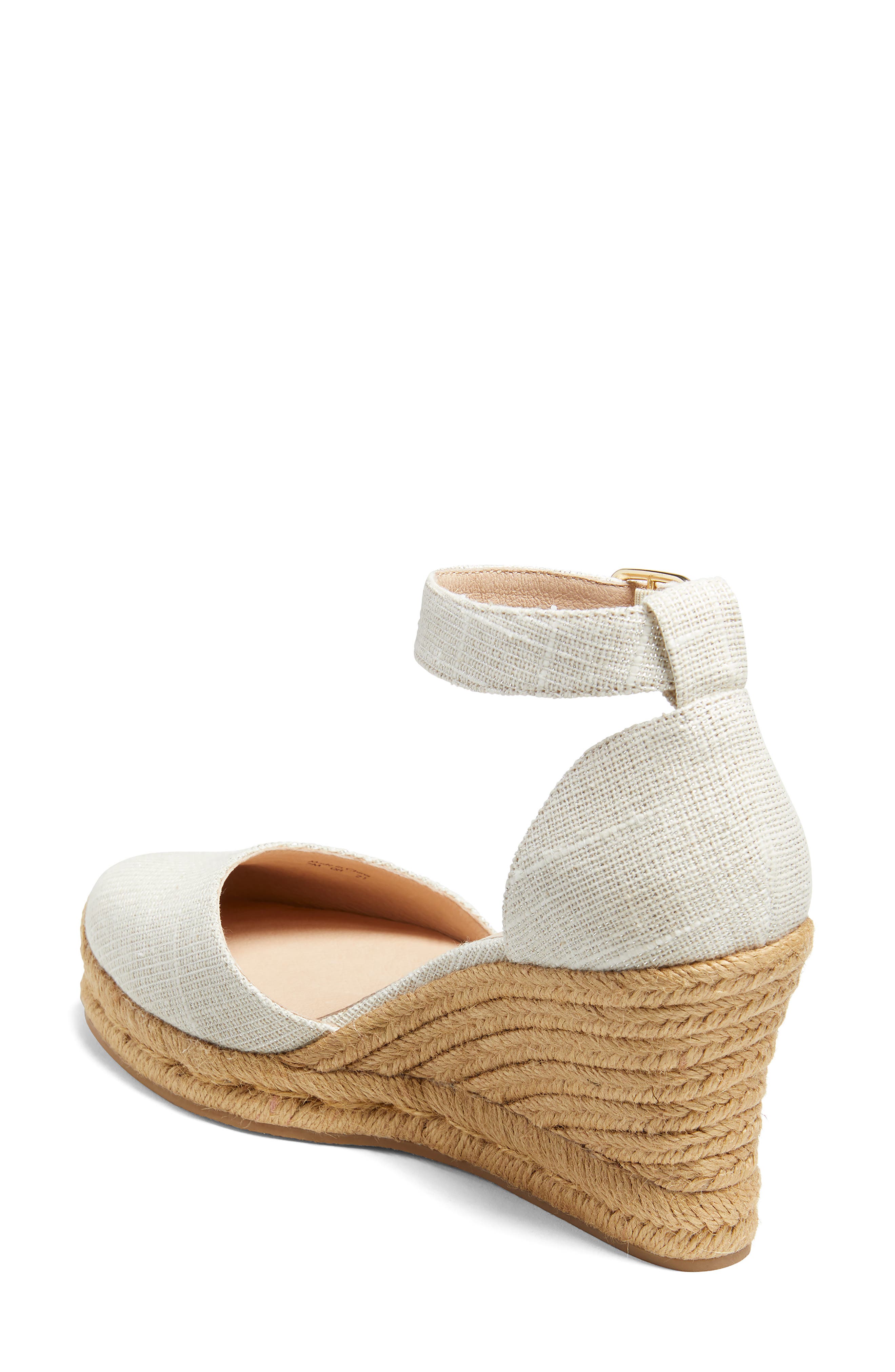 Palmer Ankle Strap Espadrille Wedge, Alternate, color, WHITE SILVER LINEN