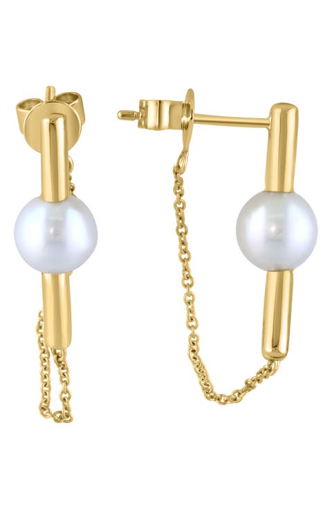 Freshwater Pearl Chain Drop Earrings