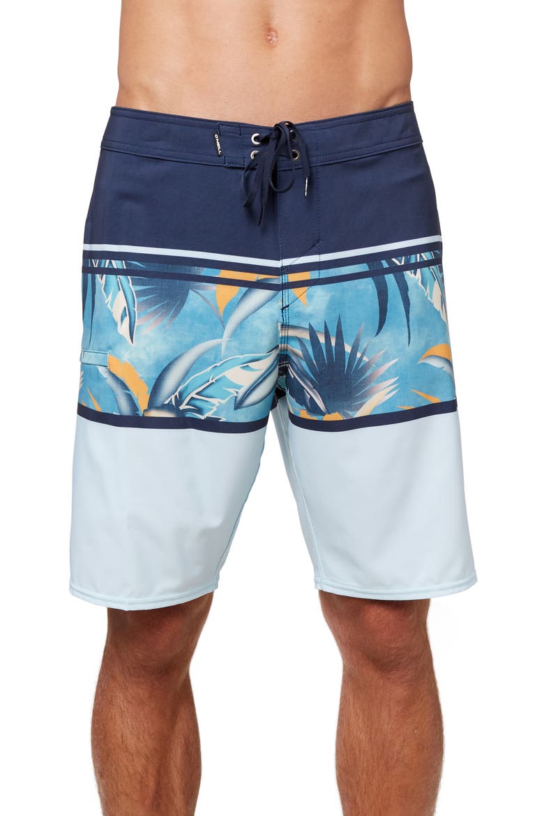 Hyperfreak Heist Palm Print Board Shorts, Main, color, NAVY