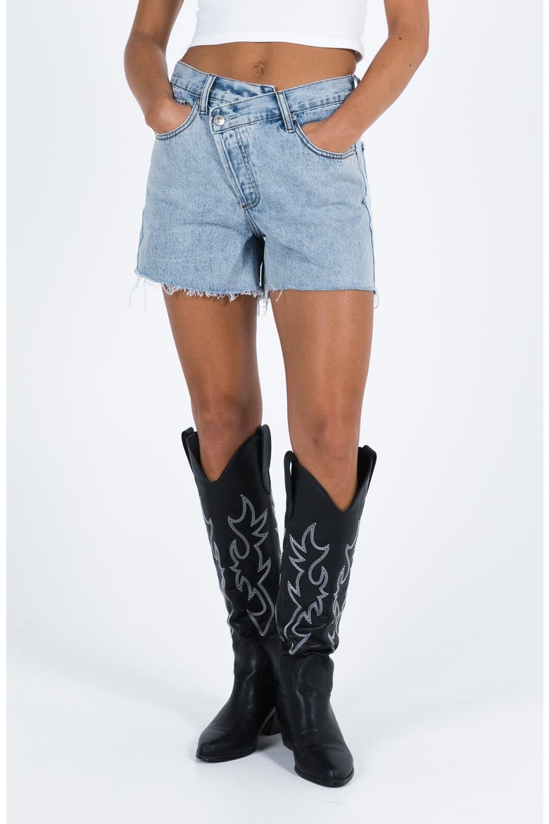 Xena Cutoff Denim Shorts, Main, color, BLUE