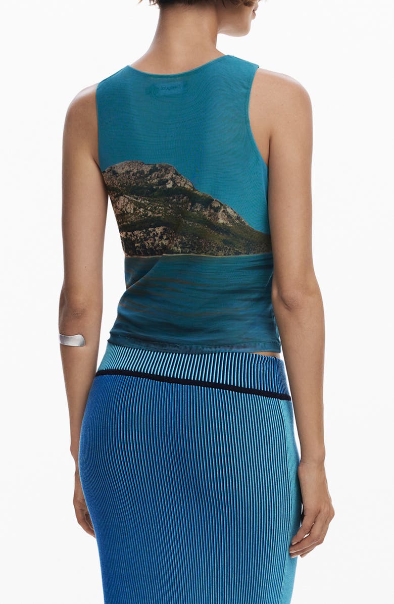 Desigual Crop Mesh Tank Top, Alternate, color, Sea