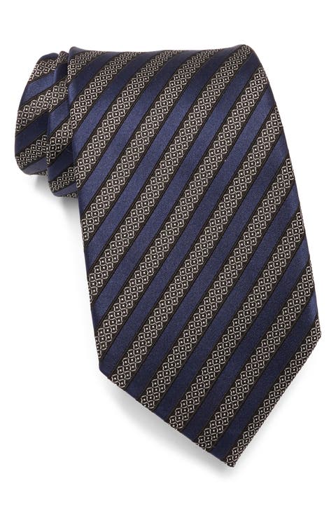 Stripe Silk & Cotton Tie