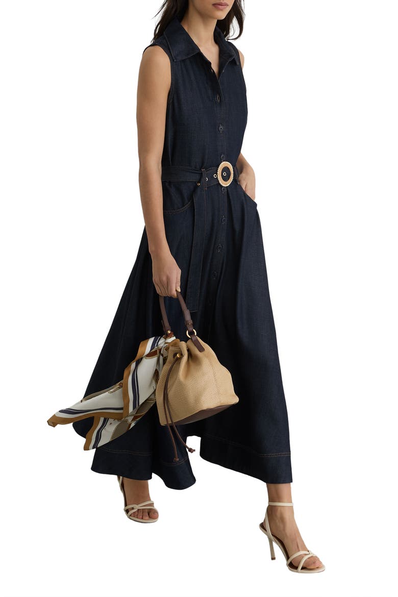 Remi Sleeveless Denim Shirtdress, Alternate, color, INDIGO BLUE