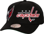 Mitchell & Ness Men's Mitchell & Ness  Black Washington Capitals Busted Logo Wordmark Wrap-Around Pro Pinch Adjustable Hat
