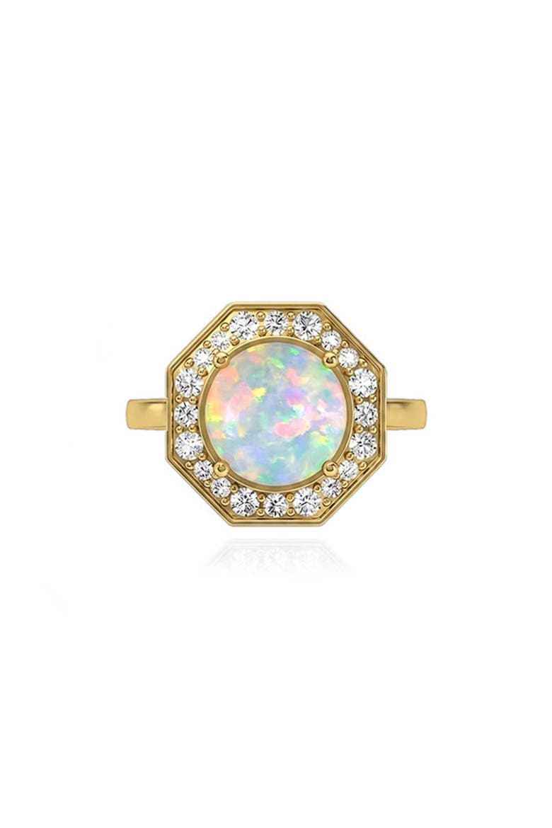 Rock n Roll 18k Gold Opal & Diamond Ring, Main, color, 18K YELLOW GOLD/ OPAL