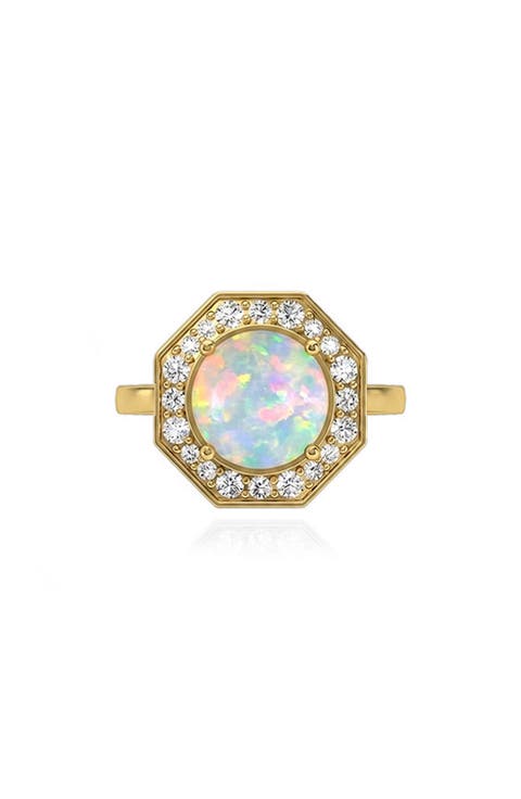 Rock n Roll 18k Gold Opal & Diamond Ring