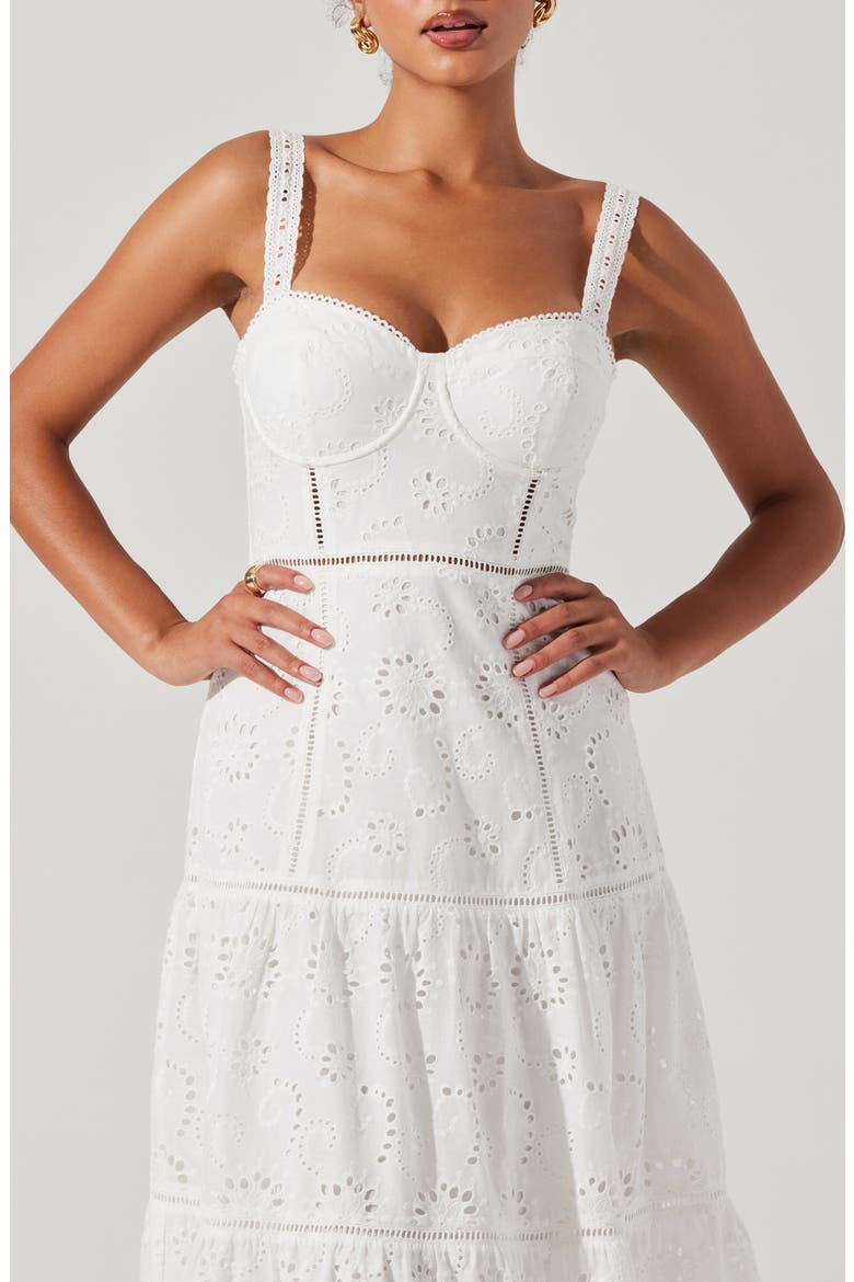 Pellagia Eyelet Maxi Dress, Alternate, color, WHITE