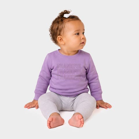 Thankful Outline Stacked Crew Fleece Sweatshirt Baby