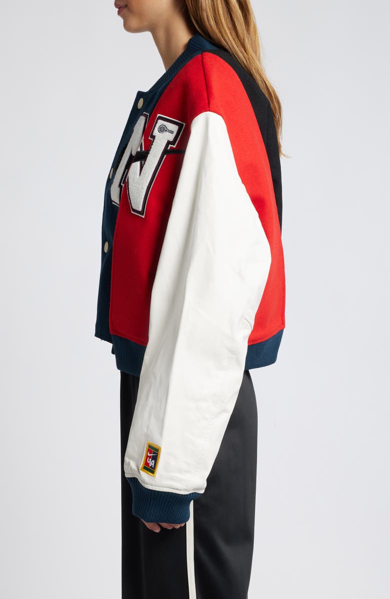 Nike x Yoon Ahn Varsity Bomber Jacket, Alternate, color, Black/ Navy/ Phantom/ White