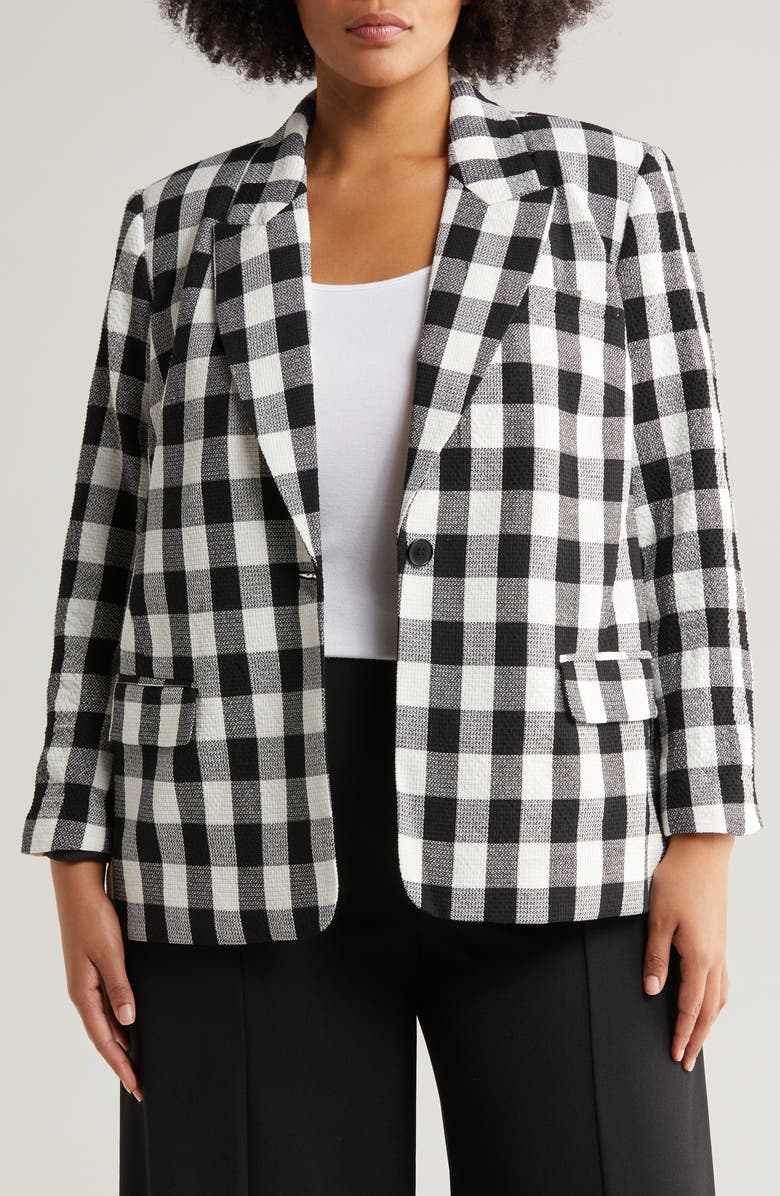 Halogen<sup>®</sup> Plaid One-Button Blazer, Main, color, 