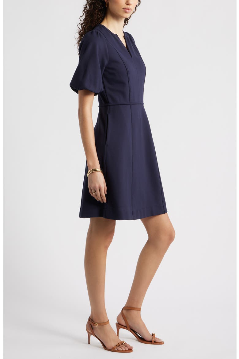Puff Sleeve Ponte Dress, Alternate, color, NAVY NIGHT
