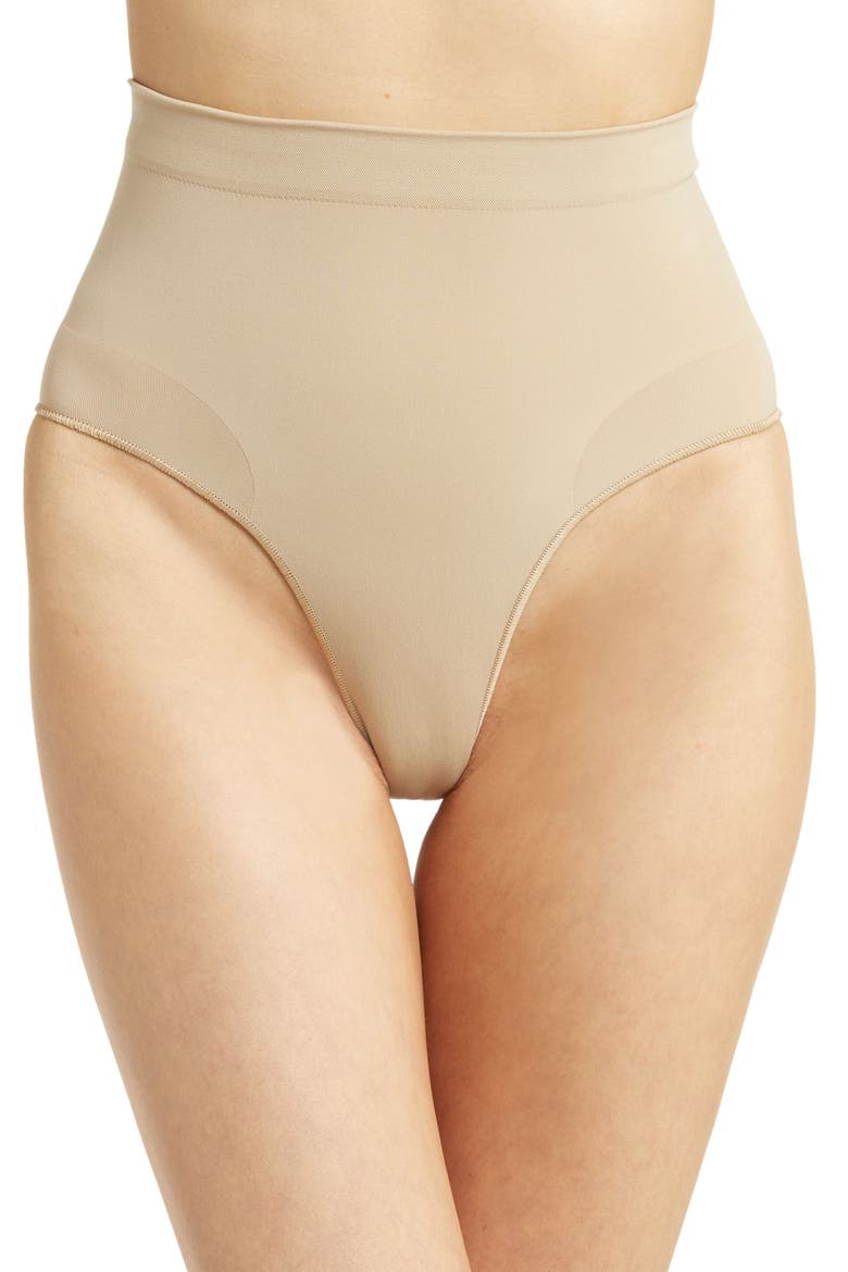 Seamless Sculpt Mid Waist Briefs, Main, color, CLAY