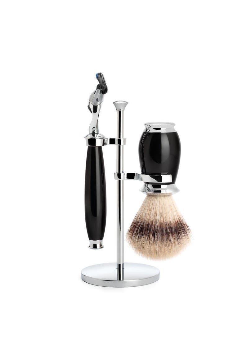 Purist Black 3-Piece Silvertip Fiber & Fusion Shaving Set, Main, color, Black