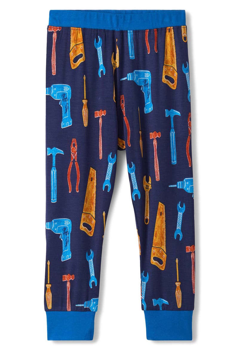 Kids' Lots of Tools Fitted Two-Piece Pajamas, Alternate, color, PATRIOT BLUE
