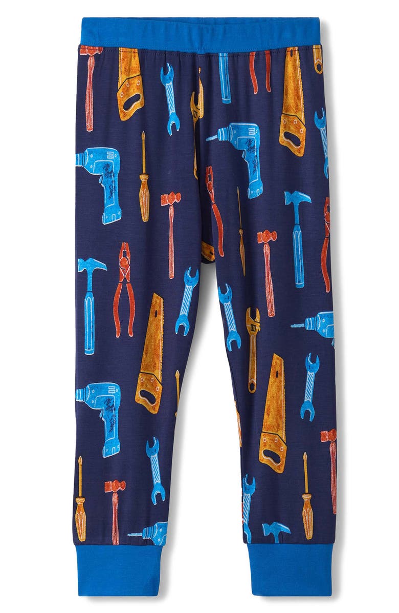 Hatley Kids' Lots of Tools Fitted Two-Piece Pajamas, Alternate, color, Patriot Blue