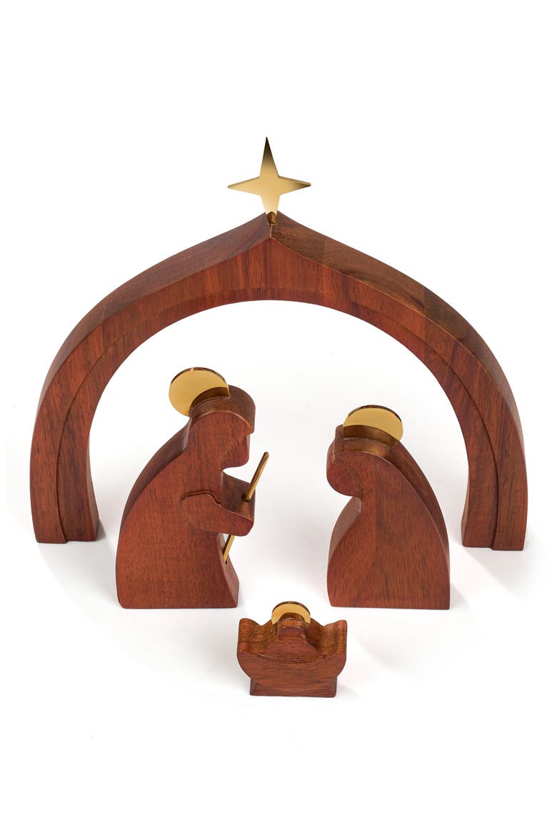 Wood 4-Piece Holy Family Nativity Scene, Alternate, color, BROWN