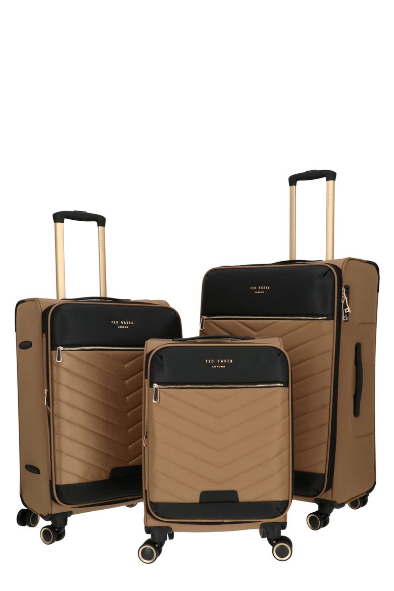 Chevron Quilt 3-Piece Luggage Set, Main, color, BROWN