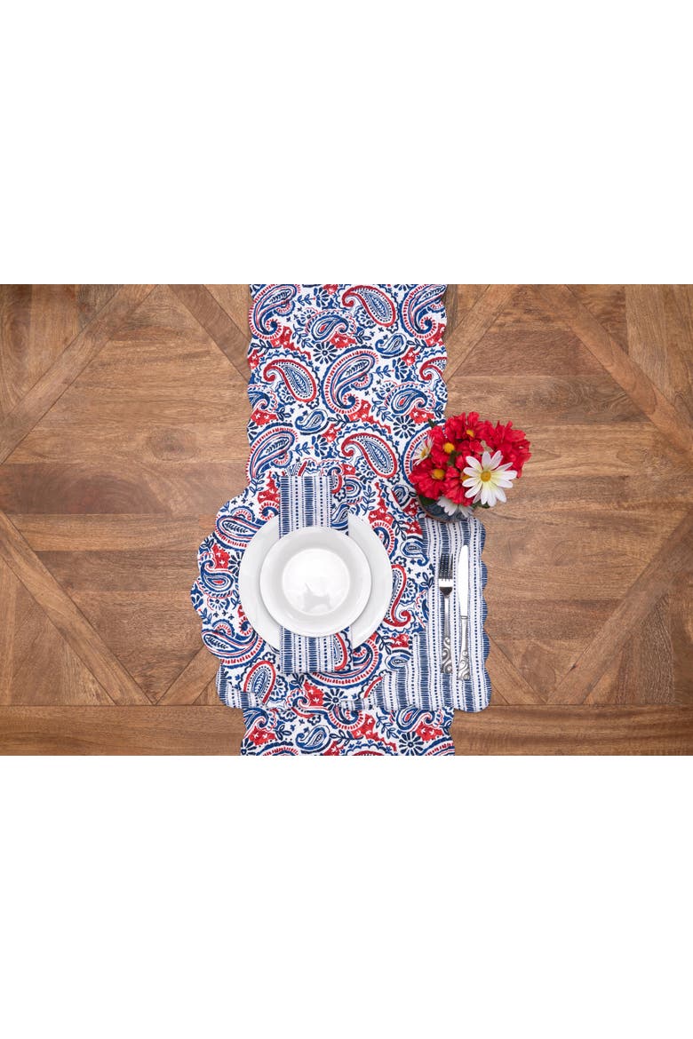 Americana Paisley 100% Cotton Table Runner 14" x 51", Alternate, color, Blue
