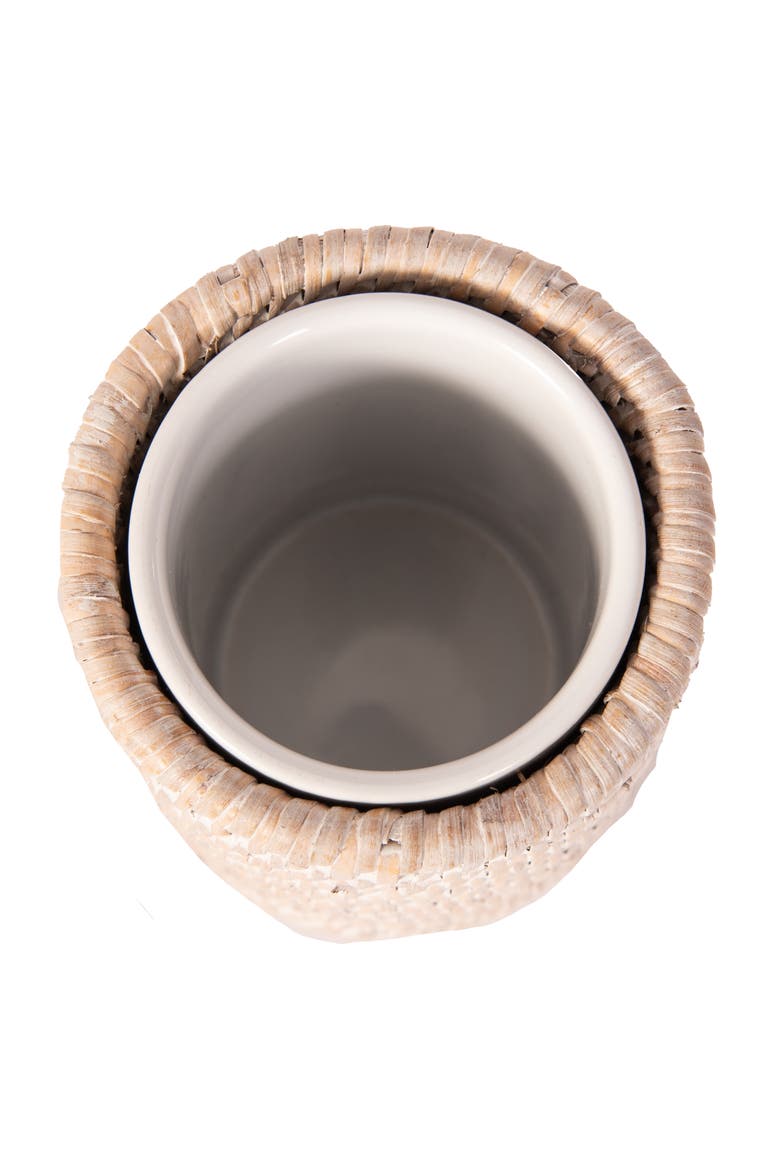 Artifacts Rattan Rattan Round Tumbler with Ceramic Insert, Alternate, color, White Wash