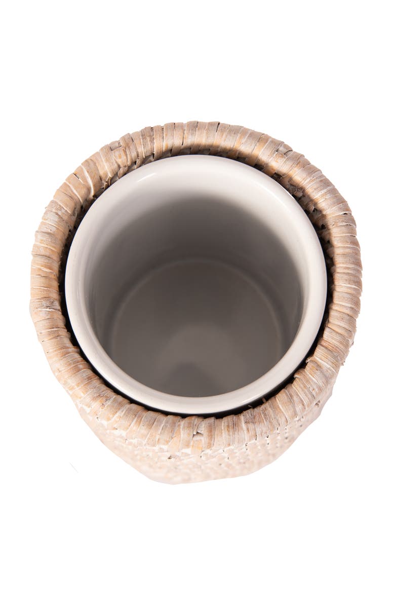 Artifacts Trading Company<sup>™</sup> Artifacts Rattan Rattan Round Tumbler with Ceramic Insert, Alternate, color, White Wash