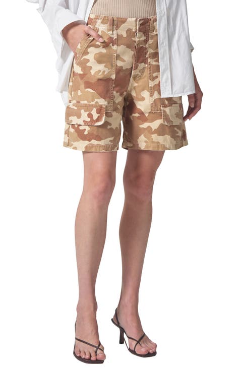 Georgia Camo Print Cotton Denim Cargo Shorts