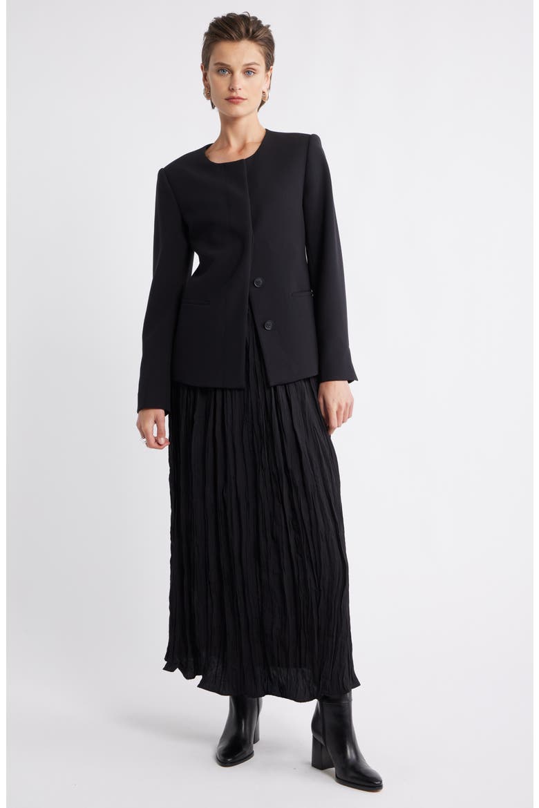 Crinkle A-Line Maxi Skirt, Alternate, color, BLACK
