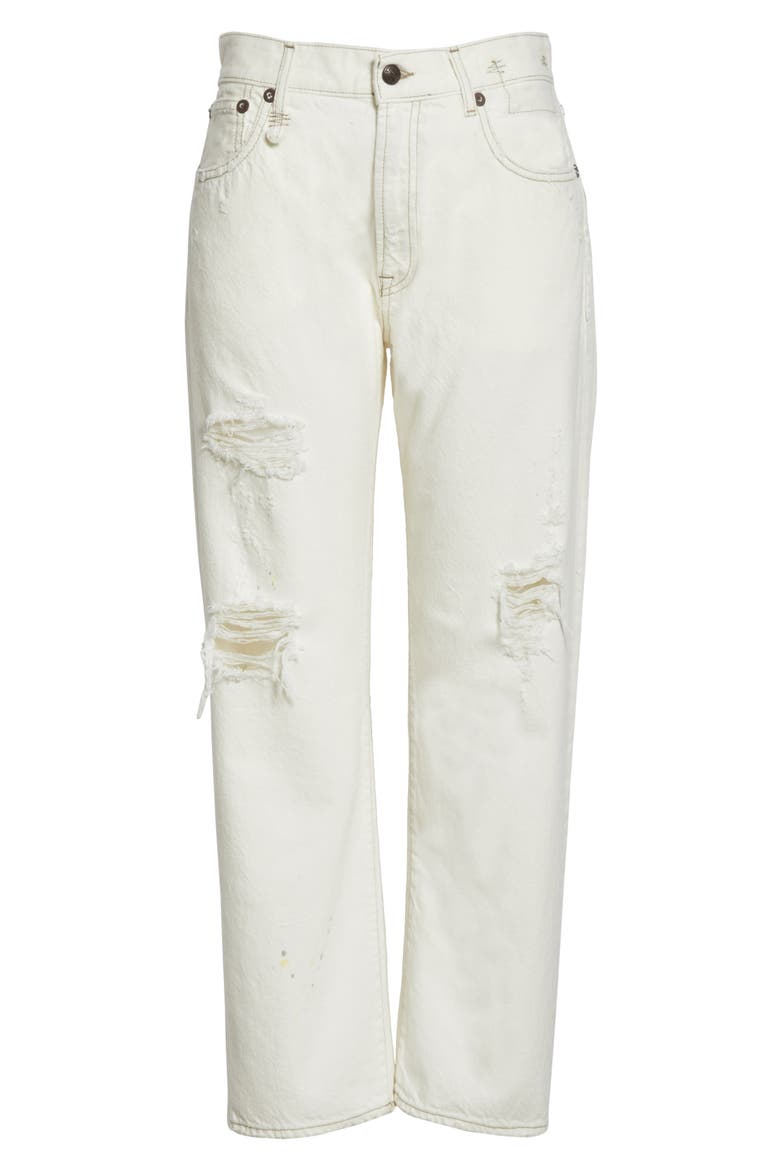 High Waist Ripped Boyfriend Jeans, Alternate, color, NOLLIE WHITE